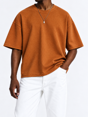 Premium Waffle Oversized Drop Shoulder- Orange