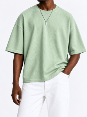 Premium Waffle Oversized Drop Shoulder- Sage Green