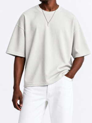 Premium Waffle Oversized Drop Shoulder- Cream